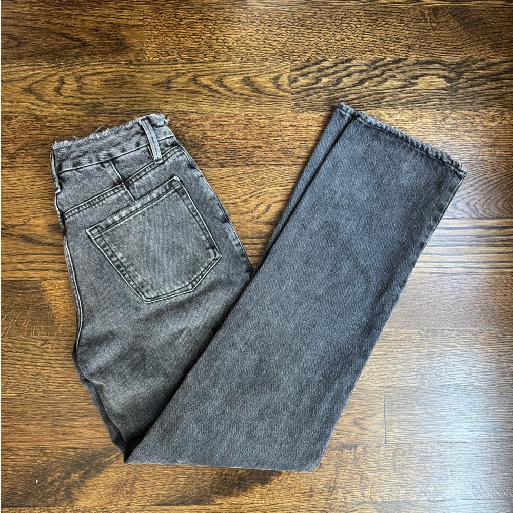 Good American Gray Straight Leg Jeans